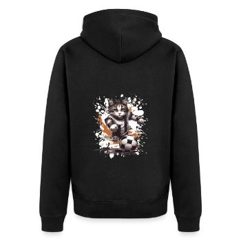 Équipe sportive de football chat - Veste à capuche bio Premium Unisexe - noir - Dos - Nico (187cm)
