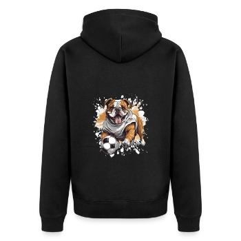 Bulldog Dog Soccer Sports Team - Unisex Premium Organic Zip Hoodie - black - Back - Nico (187cm)