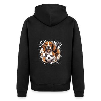 Beagle Dog Soccer Sports Team - Unisex Premium Organic Zip Hoodie - black - Back - Nico (187cm)