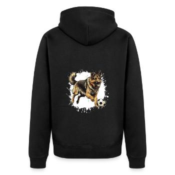 German Shepherd Dog Soccer Sports - Unisex Premium Organic Zip Hoodie - black - Back - Nico (187cm)