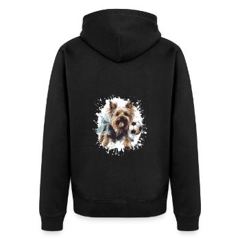 Yorkshire Terrier Dog Soccer Sports - Unisex Premium Organic Zip Hoodie - black - Back - Nico (187cm)