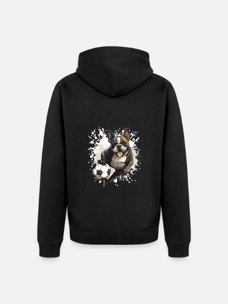 French Bulldog Dog Soccer - Unisex Premium Organic Zip Hoodie - black