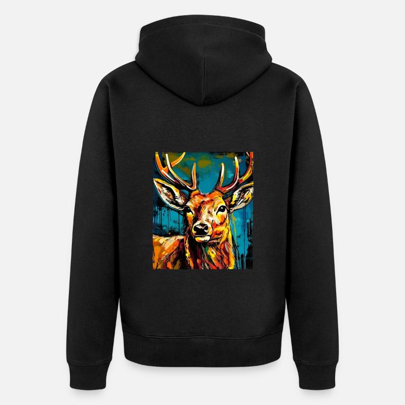 Portrait de cerf - Veste à capuche bio Premium Unisexe - noir