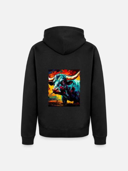 Bulle Portrait Taurus - Unisex Premium Bio Zip Hoodie - Schwarz