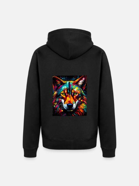 Wolf Portrait - Unisex Premium Organic Zip Hoodie - black