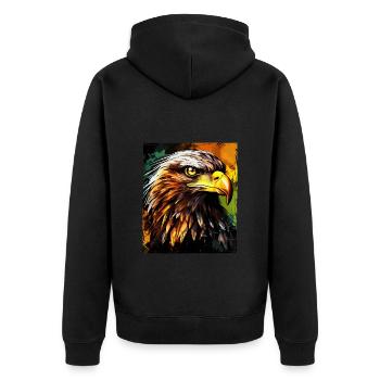 Adler Portrait - Unisex Premium Bio Zip Hoodie - Schwarz - Hinten - Nico (187cm)