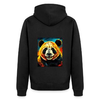 Panda Portrait - Unisex Premium Bio Zip Hoodie - Schwarz - Hinten - Nico (187cm)