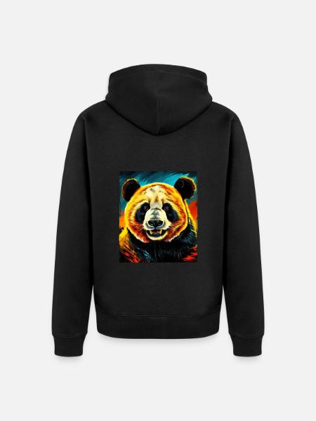 Panda Portrait - Veste à capuche bio Premium Unisexe - noir