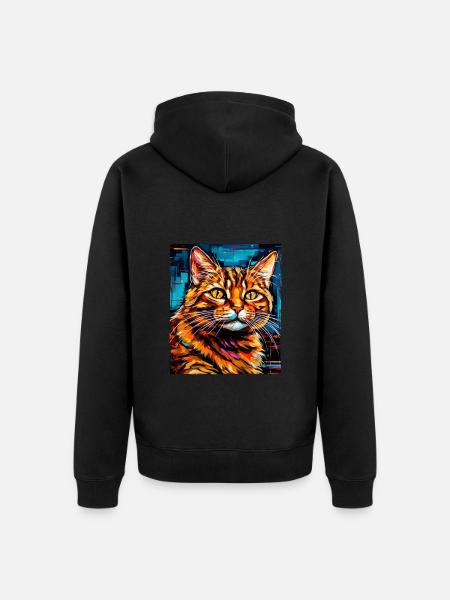 Cat Portrait - Unisex Premium Organic Zip Hoodie - black