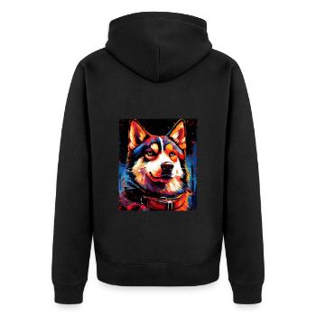 Portrait de chien husky - Veste à capuche bio Premium Unisexe - noir - Dos - Nico (187cm)
