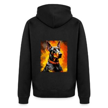 Doberman Hund Portrait - Unisex Premium Bio Zip Hoodie - Schwarz - Hinten - Nico (187cm)
