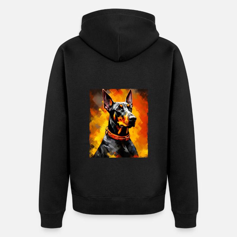 Portrait de chien doberman - Veste à capuche bio Premium Unisexe - noir