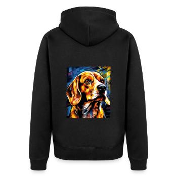 Beagle Hund Portrait - Unisex Premium Bio Zip Hoodie - Schwarz - Hinten - Nico (187cm)