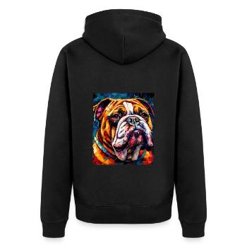 Bulldog Hund Portrait - Unisex Premium Bio Zip Hoodie - Schwarz - Hinten - Nico (187cm)