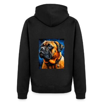 Mastiff Hund Portrait - Unisex Premium Bio Zip Hoodie - Schwarz - Hinten - Nico (187cm)