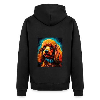 Pudel Hund Portrait - Unisex Premium Bio Zip Hoodie - Schwarz - Hinten - Nico (187cm)