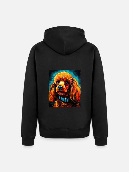 Portrait de chien caniche - Veste à capuche bio Premium Unisexe - noir