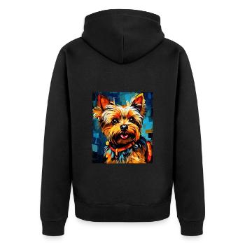 Yorkshire Terrier Hund Portrait - Unisex Premium Bio Zip Hoodie - Schwarz - Hinten - Nico (187cm)