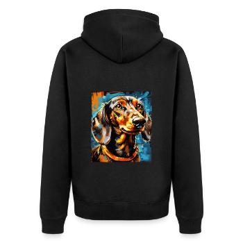 Teckel Chien Portrait Teckel - Veste à capuche bio Premium Unisexe - noir - Dos - Nico (187cm)
