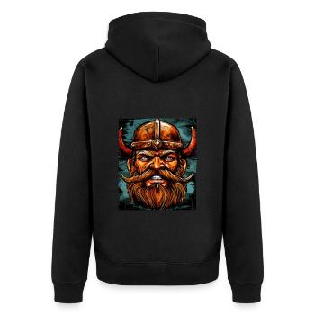 Wikinger Krieger Valhalla Odin - Unisex Premium Bio Zip Hoodie - Schwarz - Hinten - Nico (187cm)