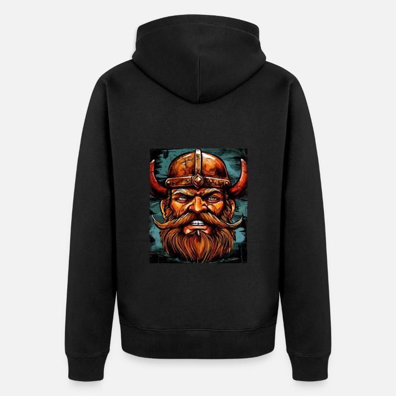 Wikinger Krieger Valhalla Odin - Unisex Premium Bio Zip Hoodie - Schwarz