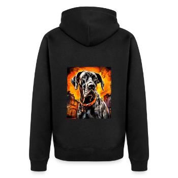 Great Dane Hund Portrait - Unisex Premium Bio Zip Hoodie - Schwarz - Hinten - Nico (187cm)