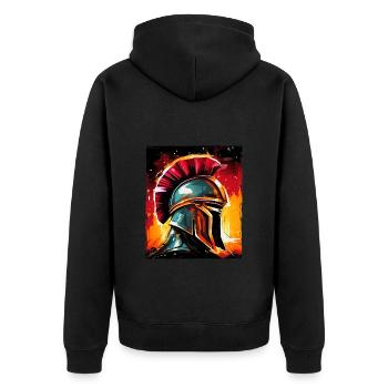 Spartan Warrior Sparta Helmet - Unisex Premium Organic Zip Hoodie - black - Back - Nico (187cm)