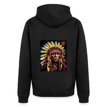 Chef indien apache - Veste à capuche bio Premium Unisexe - noir - Dos - Nico (187cm)