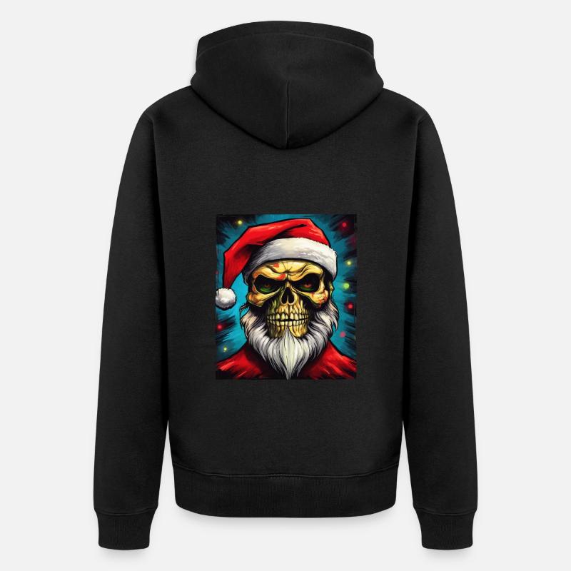 Weihnachtsmann Totenkopf - Unisex Premium Bio Zip Hoodie - Schwarz