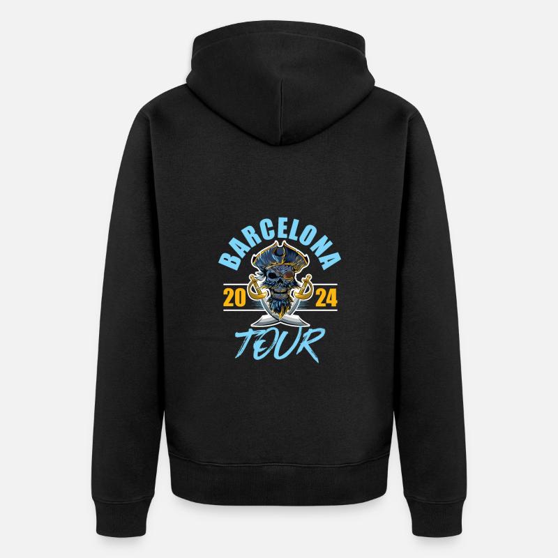 Barcelone 2024 Skeleton - Veste à capuche bio Premium Unisexe - noir