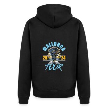Mallorca 2024 Skelett - Unisex Premium Bio Zip Hoodie - Schwarz - Hinten - Nico (187cm)
