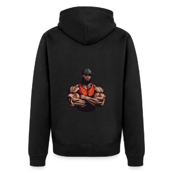 Workout Bodybuilder Muscles - Unisex Premium Organic Zip Hoodie - black - Back - Nico (187cm)