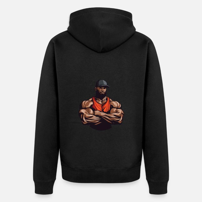 Muscles de bodybuilder d’entraînement - Veste à capuche bio Premium Unisexe - noir
