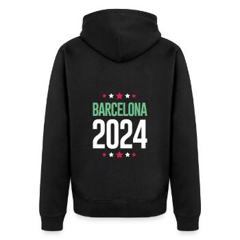 Jours fériés Barcelone 2024 - Veste à capuche bio Premium Unisexe - noir - Dos - Nico (187cm)