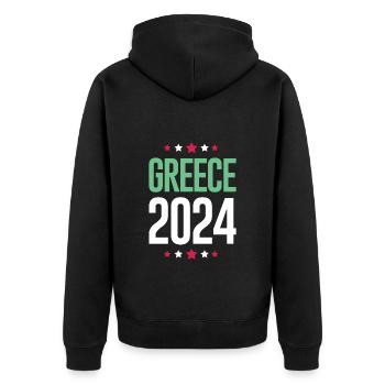 Jours fériés Grèce 2024 - Veste à capuche bio Premium Unisexe - noir - Dos - Nico (187cm)