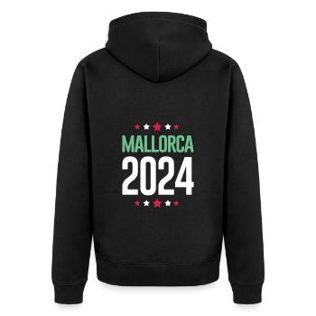 Mallorca 2024 Urlaub - Unisex Premium Bio Zip Hoodie - Schwarz - Hinten - Nico (187cm)