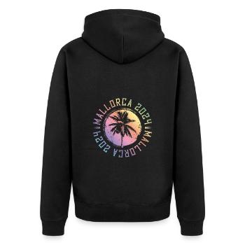 Mallorca 2024 Malle Palme Coloré - Veste à capuche bio Premium Unisexe - noir - Dos - Nico (187cm)