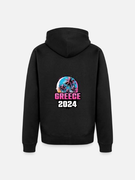 Greece 2024 Palm Trees - Unisex Premium Organic Zip Hoodie - black