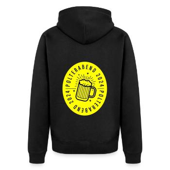Polterabend 2024 - Unisex Premium Bio Zip Hoodie - Schwarz - Hinten - Nico (187cm)