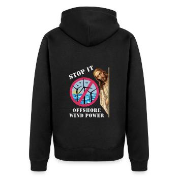Offshore Wind Power Stop it - Unisex Premium Organic Zip Hoodie - black - Back - Nico (187cm)