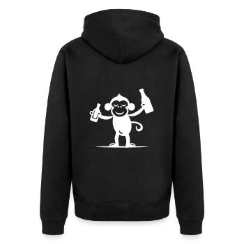 Party Affe Lustig - Unisex Premium Bio Zip Hoodie - Schwarz - Hinten - Nico (187cm)