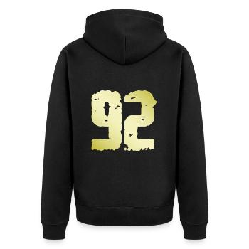 92 Number Vintage - Unisex Premium Organic Zip Hoodie - black - Back - Nico (187cm)