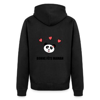 MUTTERTAG. SCHÖNEN MUTTERTAG. MAMA - Unisex Premium Bio Zip Hoodie - Schwarz - Hinten - Nico (187cm)