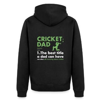 Sport Dad Definition Cricket - Unisex Premium Bio Zip Hoodie - Schwarz - Hinten - Nico (187cm)