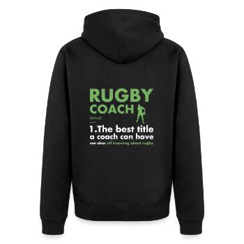 Définition de l’entraîneur sportif Rugby - Veste à capuche bio Premium Unisexe - noir - Dos - Nico (187cm)