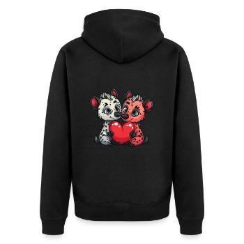 Hyäne Paar Liebe Valentinstag - Unisex Premium Bio Zip Hoodie - Schwarz - Hinten - Nico (187cm)