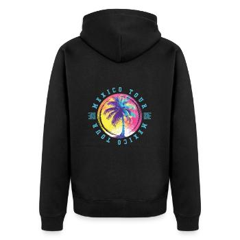 Mexiko Tour Palmen Bunt - Unisex Premium Bio Zip Hoodie - Schwarz - Hinten - Nico (187cm)