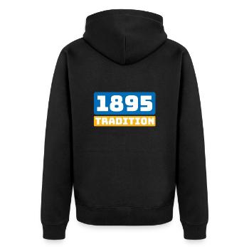 1895 Tradition - Unisex Premium Bio Zip Hoodie - Schwarz - Hinten - Nico (187cm)