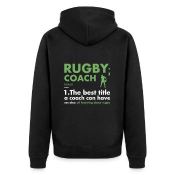 Sport Coach Definition Rugby - Unisex Premium Bio Zip Hoodie - Schwarz - Hinten - Nico (187cm)