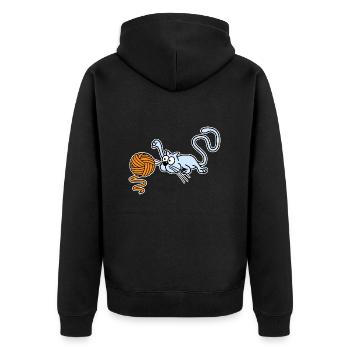 Chat jouant avec une balle - Veste à capuche bio Premium Unisexe - noir - Dos - Nico (187cm)